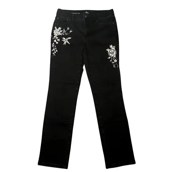 St. John's Bay - Black Straight Leg Jeans - Size 8 - Picture 2 of 10